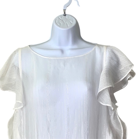 Lovers + Friends Dress Ruffle Detail On Sides Metallic Pin Stripes - Picture 4 of 10